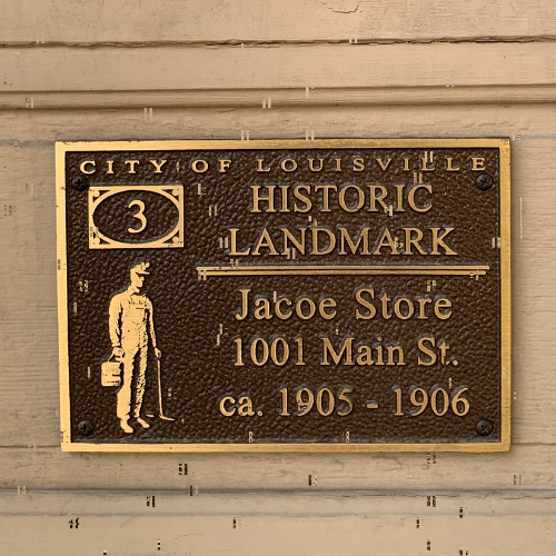 Historic landmark sign for Jacoe Store