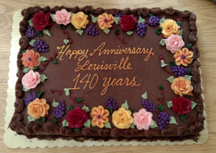 Louisville 140th Cake decorated with roses