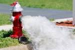 Fire hydrant releasing water