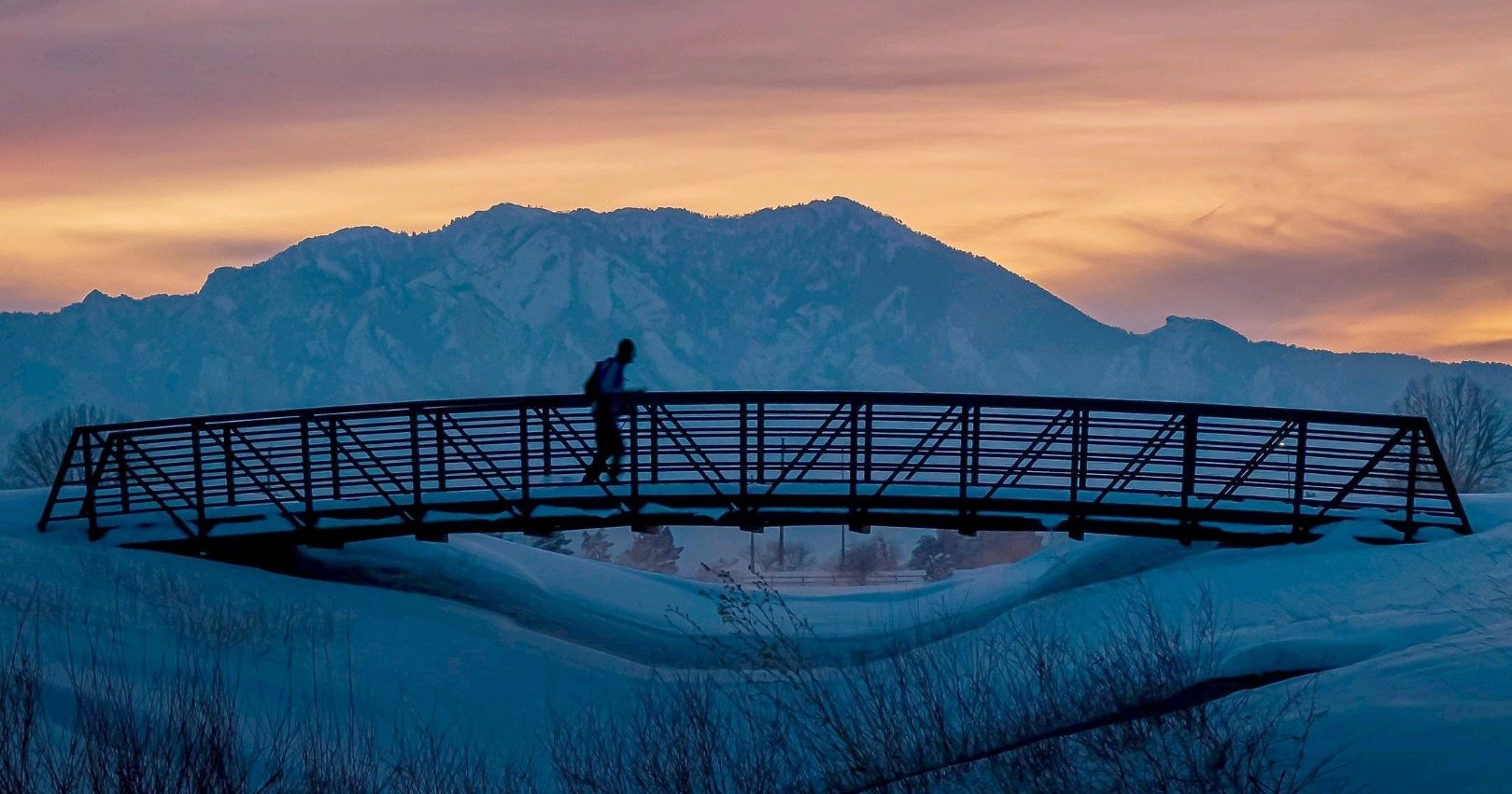 Jogger on Harper Lake Bridge