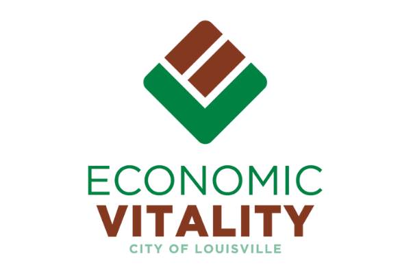 Logo; text "economic vitality city of louisville"