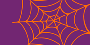 purple background with orange spider web graphic