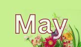 Green background with flowers and the word 