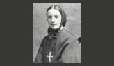 portrait of Mother Cabrini with a large cross as a young woman